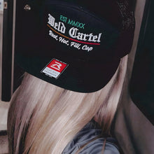 Load image into Gallery viewer, Weld Cartel Five Panel Black Trucker Hat
